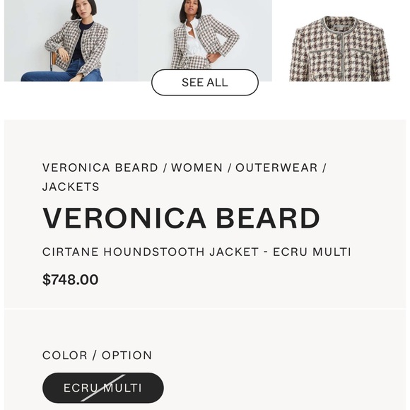 Veronica Beard Black and White Checkered Blazer - Picture 2 of 7